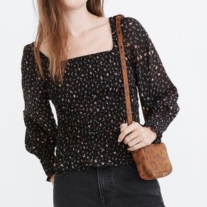 Madewell Georgette Lucie Bubble-Sleeve Smocked Top XXS NEW